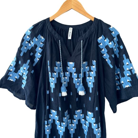 ELEVEN by March11 Naomi Embroidered Maxi Dress Navy Blue Size XS - Picture 3 of 8